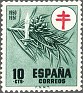 Spain 1950 Pro Tuberculous 10 CTS Green Edifil 1085. Spain 1950 Edifil 1085 Pro Tuberculosos. Uploaded by susofe